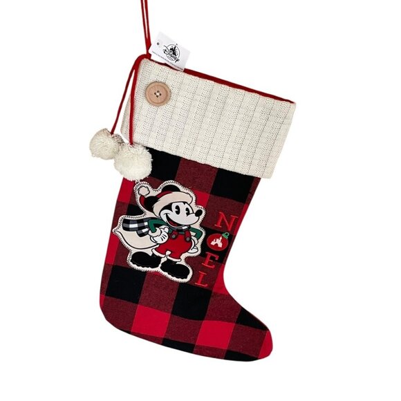 Disney Parks Mickey Mouse Noel Plaid Holiday Christmas Stocking